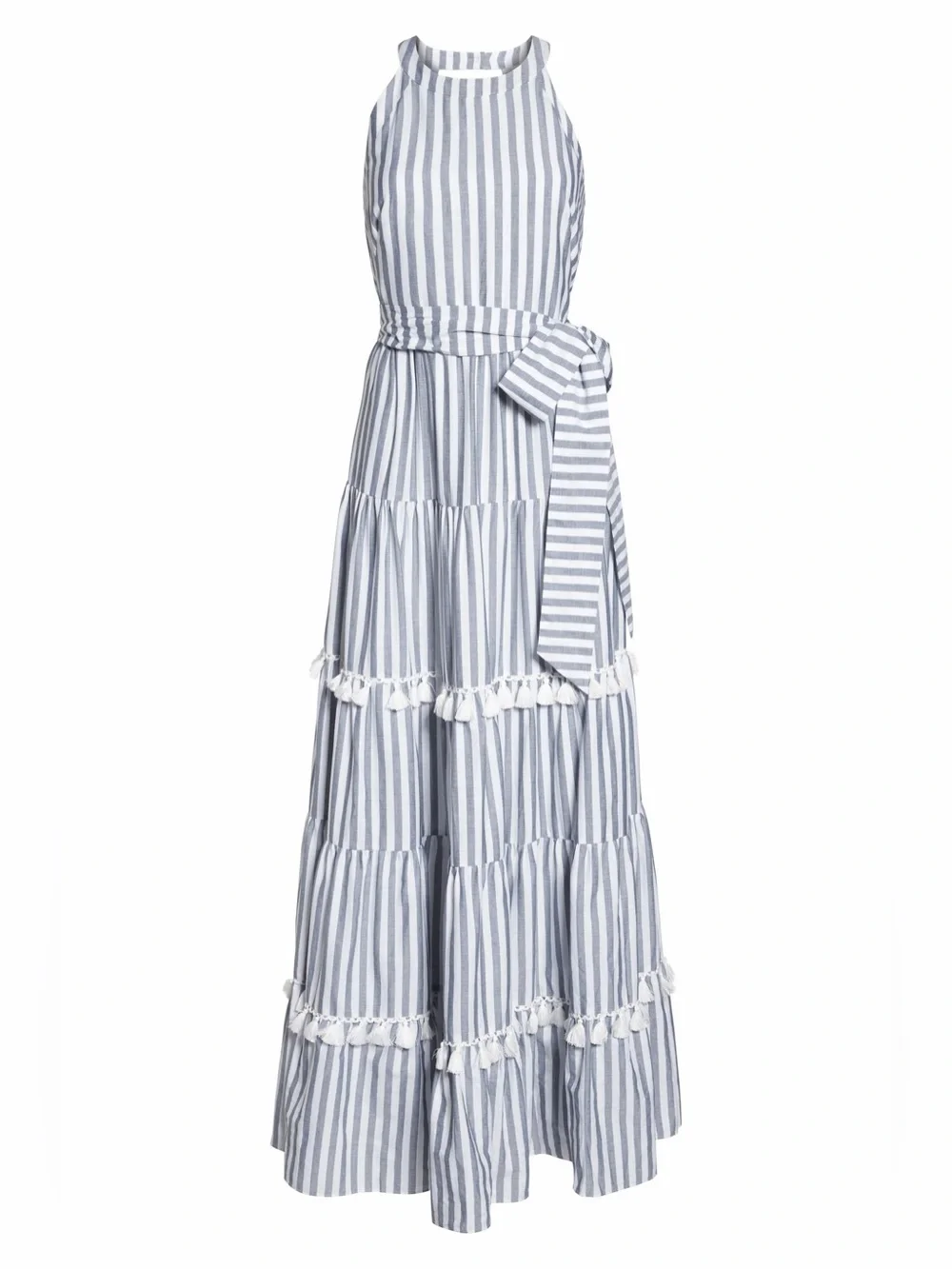 Eliza J. striped tiered tassel trim maxi dress size 6 - Picture 5 of 9